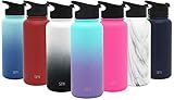 Simple Modern 18 oz Summit Water Bottle - Stainless Steel Hydro Metal Flask +2 Lids - Wide Mouth Double Wall Vacuum Insulated Large 2 Liter Half Gallon Cold Leakproof Thermos - Tropical Seas