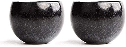 QMFIVE Hand Painted Ceramic Color Tea Cup for Puer Tea - 2 Pcs,(Silver speckle)