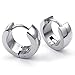 KONOV Mens Womens Stainless Steel Classic Plain Cambered Stud Huggie Hoop Earrings Set, Silver