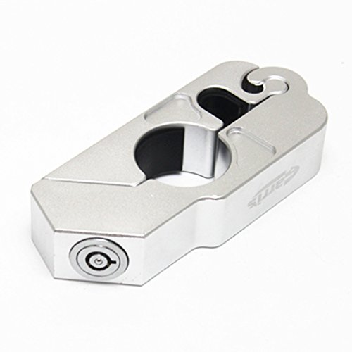 E-Bro Motorcycle Handlebar Grip Brake Lever Lock,Anti Theft Security Caps-Lock (Silver)