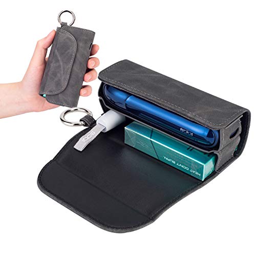 Portable case for IQOS3.0 Electronic Cigarette Frosted Leather Protcective 2 in 1 Skin Shell Cover Box for iqos3.0 (Gray)