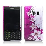 Hot Pink/ White Flower & Butterfly 2D Faceplate Hard Plastic Protector Snap-On Cover Case For Huawei Ascend Q M660