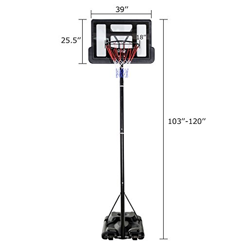 GYMAX Portable Basketball Hoop, 8.510ft Height Adjustable Basketball