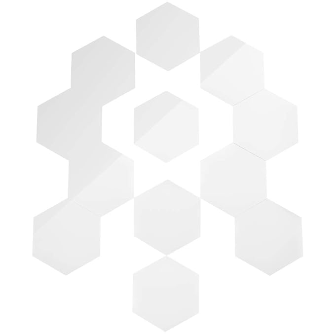 12Pcs Hexagon Sticker, Irich Sliver Wall Mirror Stickers with Beautiful