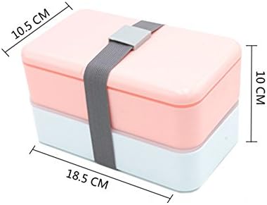 Jinger Japanese Style Double-layer Rectangular Plastic Lunch Box Student Picnic Bento Box Microwave Oven Food Container,pink