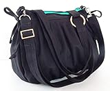 Virine canvas pleats bag, purse, tote, shoulder bag, everyday bag, travel bag, cross body, women (11"long x 11.5"tall) black color