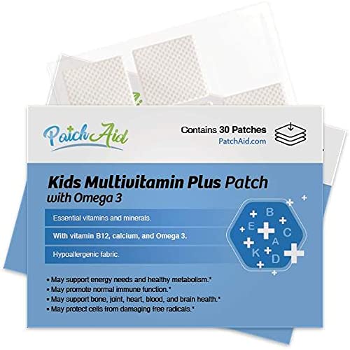 Patch Aid Kids Multivitamin Plus - 30 Daily Topical Patches. 100% Natural & Vegan. Allergy & Filler Free. for Sensitive stomachs & bariatric.