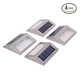 Signstek 4 Pack Upgrade Version Sunproof Waterproof Solar Powered Stainless Steel 2 LED White Staircase Step Light Stairways Landscape Garden Path Wall Lamp- Solar Powered