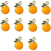 ZGLUZP 10 Pcs 8x13mm Cartoon Orange Fruit Charms for Jewelry Making, DIY Plated Enamel Cute Orange Pendant for Earring Necklace Bracelet Keychain Craft Supplies Findings Making Accessories