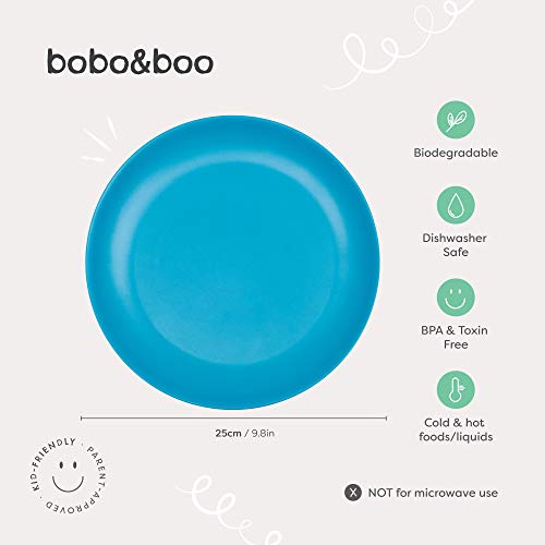 BOBO&BOO Adult-Sized (10inch) Eco Friendly Bamboo Plates for Adults & Kids | 4 Set | Durable Bamboo Dinnerware Set for Home, Picnic & Party Time - BPA Free - Dishwasher Safe - FDA Approved - COASTAL - Thumbnail 4