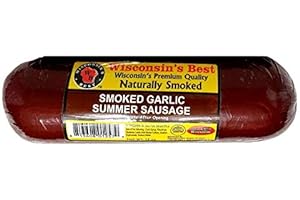 WISCONSIN'S BEST - Garlic Summer Sausage, 12oz. Naturally Smoked. Slice and Eat. Delicious & Great Snack for Entertaining and to Send as Birthday Gifts, Thank you Gifts or Business Gifts! Perfect for Charcuterie Board Meats.