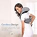Cordless Shiatsu Back and Neck Massager with Heat - Portable Deep Kneading Massage for Shoulder- Rechargeable Hands Free Massager Pillow Automated Programs - Home, Car, Office (Gray)