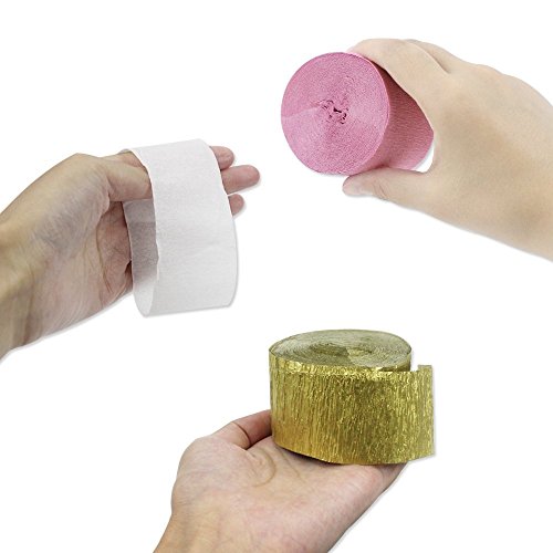 image for Coceca 12 Rolls Crepe Paper Streamers, 3 Colors, for Birthday Party, C