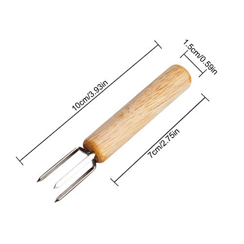 Labyrinen 16 PCS Set 304 Stainless Steel Corn Holders Corn on The Cob Skewers Fork BBQ Portable Beef Sausage Fruit Handle Wood Fork for Home Cooking and BBQ - Thumbnail 2