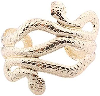 WYS Chic Egypt Cleopatra Swirl Metal Snake Arm Cuff Armlet Armband Open Bangle Bracelet with Gift Bag (Gold)