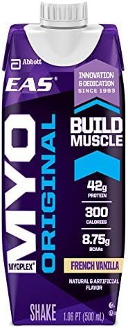 EAS Myoplex Original Ready-To-Drink Protein Shake, French Vanilla, 17 oz, 4 count (Pack of 3) by EAS