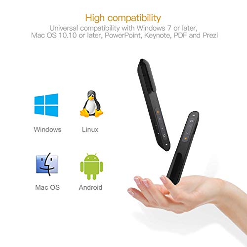 Wireless Presenter, TBBSC Presentation Remote,RF 2.4GHz Powerpoint Clicker Presentation Remote Control Pen (Black)