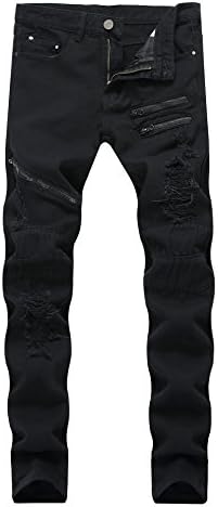 Men's Straight Leg Slimming Fit Distressed Loose Denim Jeans