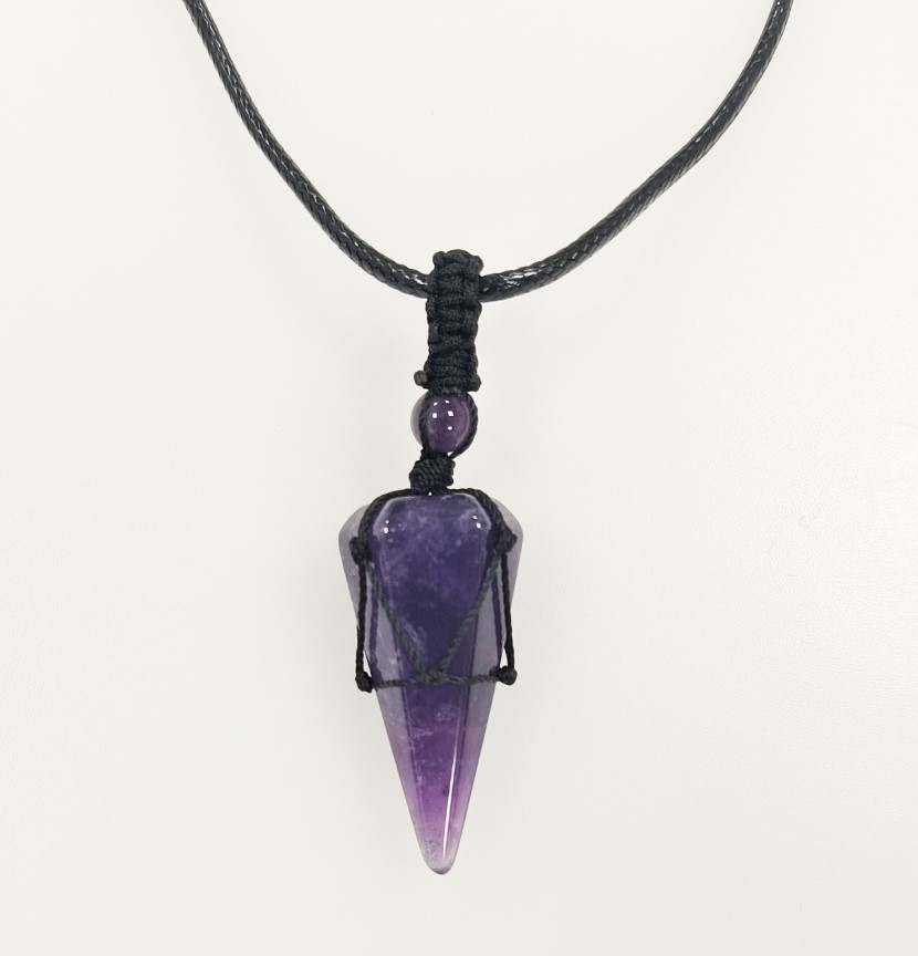 Natural Amethyst Stone Pendulum Pendant Stone Crystal Pendulum Hexagonal Crystal Pendulum for Radiesthesia, Pendulum Chakra Reiki Divination Wicca (Amethyst)