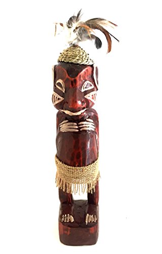 OMA Lucky Money Tiki God Hand Carved Wood Art Statue African Decor, LARGE 16"