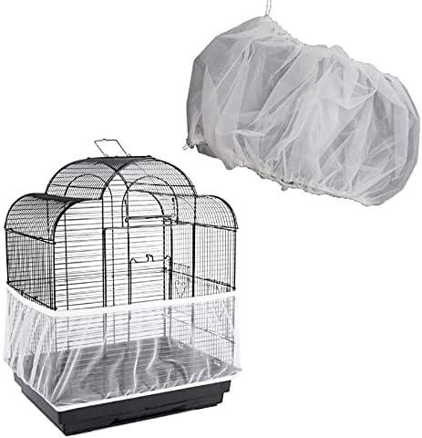 ZOCONE Bird Seed Guards & Catchers 100"13" Stretchy Adjustable Drawstring Bird Cage Mesh Net Cover Cage Skirt