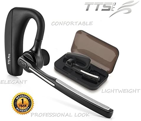 TTS Pro New 2018 OfficePro 61 Business Bluetooth Headset 10Hrs Talk Time V4.1 Hands Free Wireless Earpiece Sweatproof Skidproof Noise Reduction Microphone and Mute Switch for Office/Driver -Black