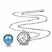 EUDORA Harmony Bola Endless Love Locket Pandent Necklace 20mm Musical Chime Ball & 30'' Chain Dodger Blue