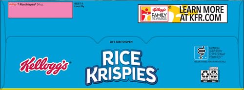 KELLOGG’S RICE KRISPIES COLD BREAKFAST CEREAL, 8 VITAMINS AND MINERALS, RICE KRISPIES TREATS, GIANT SIZE, ORIGINAL, 24OZ BOX (1 BOX)