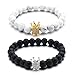 Couples His & Hers Bracelet Black Matte Agate & White Howlite 8mm Beads Bracelet Crown Bracelet Friendship Relationship Bracelet