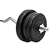 Best Choice Products 55lb 1in EZ Curl Bar Barbell Weight Set w/ 2 Lock Clamp Collars, 6 Plates - Silver/Black