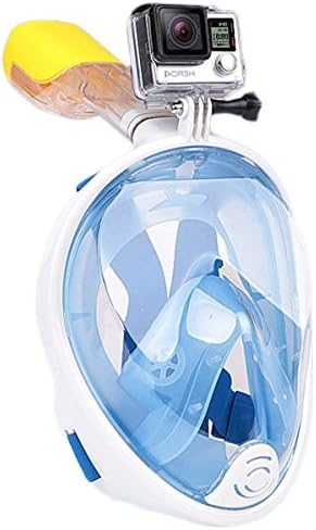 Full Face Snorkel Mask with Panoramic View Anti-Fog GoPro Compatible (Blue)