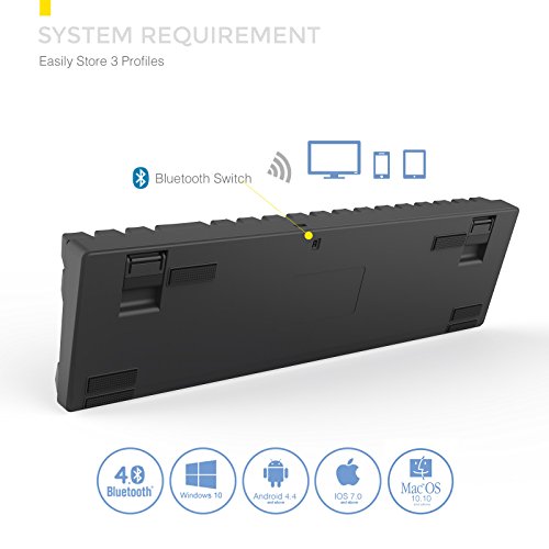 DREVO Calibur 72 Clave de Juego mecánico Teclado RGB LED retroiluminada Tenkeyless inalámbrico Bluetooth 4.0 -IT Layout (Switch Marrón, Negro) - Imagen 4