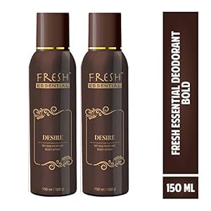 Fresh Essential No Gas Deodorant, Desire, 150 ml (Pack of 2)