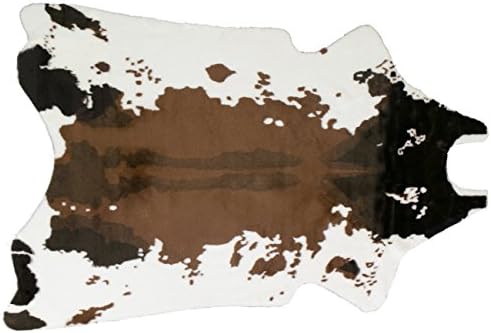 Alecia Faux Cowhide Brown and White Area Rug 68 inch by 50 inch