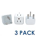 Ceptics USA to UK, Hong Kong Travel Adapter Plug - Type G (3 Pack) - Dual Inputs - Ultra Compact