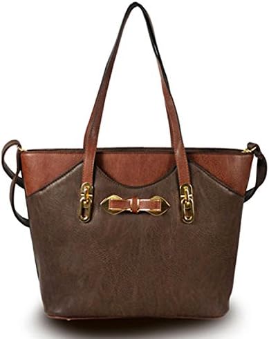 Color Block Tote Handbag (Coffee)