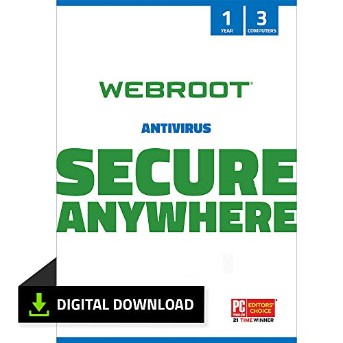 Webroot Antivirus Software 2022 | Protection against Computer Virus, Malware, Phishing and more | 3-Device | 1-Year Subscription | Download