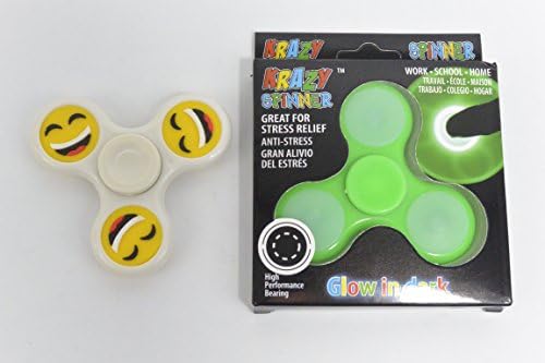 Bundle Combo Pack Fidget Spinner Toy Emoji High Speed Hand Spinner EDC Stress and Anxiety Relief Spinner by Krazy Spinner (EMOJI 101 GLOW IN THE DARK GREEN)