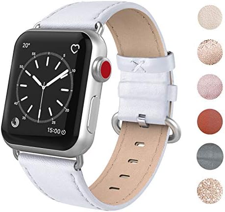 SWEES Leather Band Compatible iWatch 38mm 40mm, Genuine Leather Elegant Dressy Replacement Strap Compatible iWatch Series 4 Series 3 Series 2 Series 1, Sports & Edition Women, Cream White