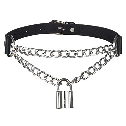 No-Branded-Sexy-Blocco-Gotica-della-Catena-della-Collana-Punk-Choker-Collare-di-Cuoio-Goth-Lucchetto-del-Pendente-Kawaii-Rave-xuchayuo