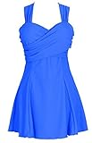 Wantdo Women's Crossover Solid Swimdress Skirted Bottom Swimsuit