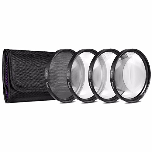 58mm Close-Up Filter Set (+1, 2, 4 and +10 Diopters) Magnificatoin Kit for Canon Rebel T5, T6, T6i, T7i, EOS 80D, EOS 77D Cameras with Canon EF-S 18-55mm f/3.5-5.6 is II, is STM Lens