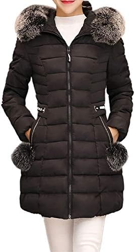Women's Winter Hooded Coats Clearance-Jiayit Hooded Warm Coat Thick Fur Collar Parka