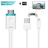 DUTISON Phone to TV Cable, Phone to HDMI Adapter Digital AV to 1080P HDTV Cord Converter Compatible for Phone X/8/8+/7/7+/6/6+/5S HDMI Connector Dongle for Pad Pod Pro Air Mini Plug and Play- 6ft