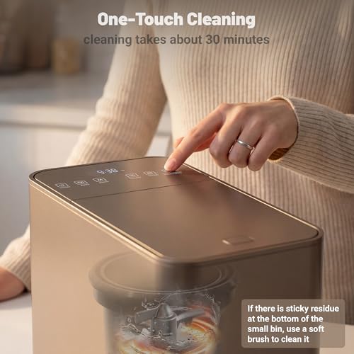 Kitchen Composter Electric, 3.2L Smart Odorless Compost Bin, Composter Indoor, Electric Compost Table Top with LED Display, Electric Composter for Kitchen, One-Touch Auto-Cleaning, Low Noise, GWEC04GY