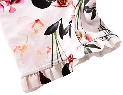 Cadocado Toddler Girl One Piece Zip Front Sunsuits UPF 50+ Sun Protection Rash Guard Beach Bathing Suit,Flower Print,6-9 Month