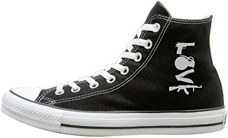 Laotan Unisex Gun High Top Sneakers Canvas Shoes Design Sport Shoes Casual Style 35 Black