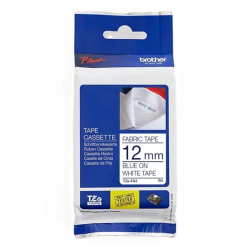 Brother Blue on White 12mm Fabric Tape