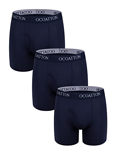 Ocoatton Men's Underwear Briefs 3-Pack Breathable Cotton Boxer Briefs With Front Fly (S / 28-30, 3Blue)