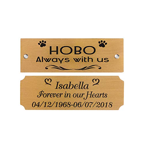 3" W x 1" H, Personalized Custom Engraved Brushed Gold Solid Brass Plate Picture Frame Name Label Art Tag for Frames, with Adhesive Backing or Screws
